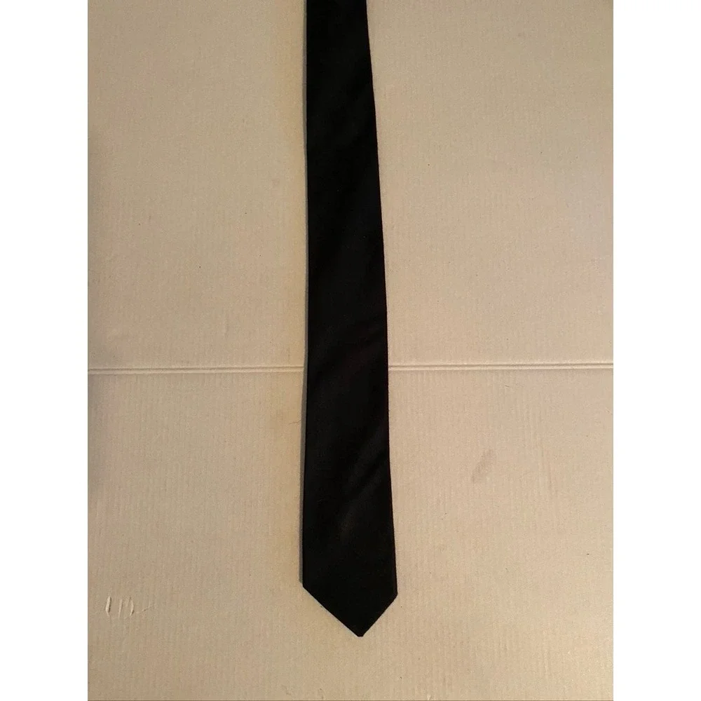 Solid Black Twill Skinny Necktie Classic Formal Business Professional Tie